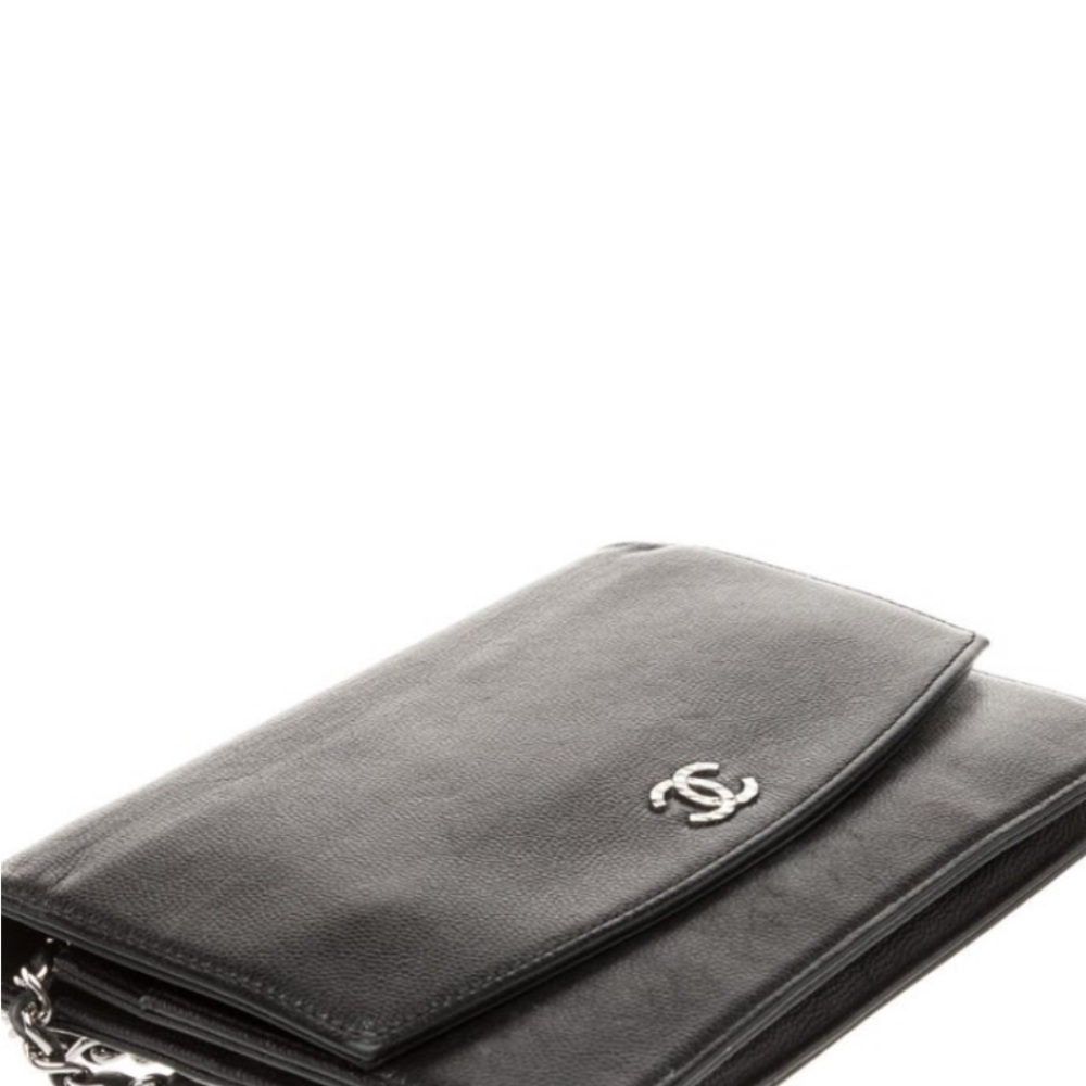 CHANEL Black Caviar Leather Wallet on  Chain Shoulder Bag with Silver Hardware - Picture 5 of 8